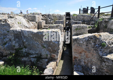 Israël, Maagan Michaël Michael, Nahal Taninim - parc national de la rivière Crocodile, l'ancien aqueduc romain et périphérique floodgate Banque D'Images