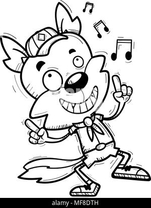 Illustration d'une caricature d'un loup mâle danse scout. Illustration de Vecteur