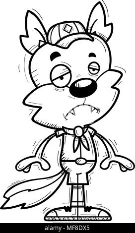 Illustration d'une caricature d'un loup mâle du scoutisme à la triste. Illustration de Vecteur
