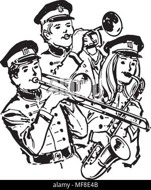 High School Band - Retro Clip Art Illustration Illustration de Vecteur