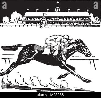 Les courses de chevaux - Retro Illustration Art Ad Illustration de Vecteur