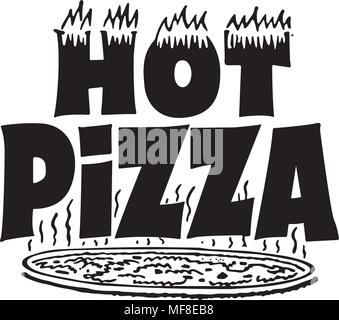 Pizza chaude Banner - Bannière Art Ad Retro Illustration de Vecteur