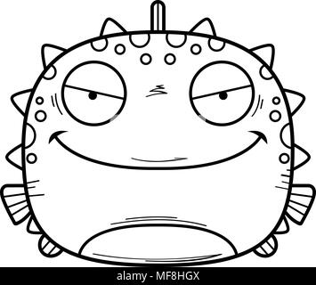 Illustration d'une caricature d'un mal à la blowfish. Illustration de Vecteur