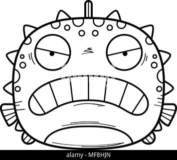 Une illustration d'un dessin animé à blowfish en colère. Illustration de Vecteur