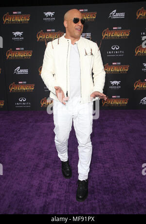 Hollywood, CA, USA. Apr 23, 2018. 23 avril 2018 - Hollywood, Californie - Vin Diesel. Disney et Marvel Avengers : ''La guerre infini'' Los Angeles Premiere tenue au Kodak Theater. Crédit photo : F. Sadou/AdMedia Crédit : F. Sadou/AdMedia/ZUMA/Alamy Fil Live News Banque D'Images