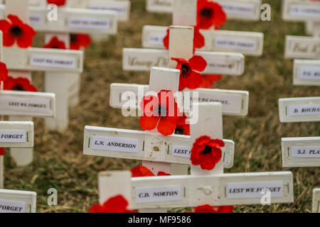 Ballarat, Victoria, Australie. 25 avril 2018. Les cérémonies de l'Anzac Day dans toute la région de Ballarat - 2018 marque le 103e anniversaire de l'Australian and New Zealand atterrissage sur les forces de Gallipoli pendant la Première Guerre mondiale. Credit : brett keating/Alamy Live News Banque D'Images