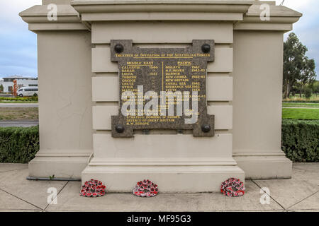 Ballarat, Victoria, Australie. 25 avril 2018. Les cérémonies de l'Anzac Day dans toute la région de Ballarat - 2018 marque le 103e anniversaire de l'Australian and New Zealand atterrissage sur les forces de Gallipoli pendant la Première Guerre mondiale. Credit : brett keating/Alamy Live News Banque D'Images
