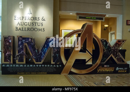 Las Vegas, USA. Apr 23, 2018. Avengers en IMAX sortira le 27 avril dernier, comme vu à l'intérieur de Kino Caesars Palace à Las Vegas, NV. Crédit : l'accès Photo/Alamy Live News Banque D'Images