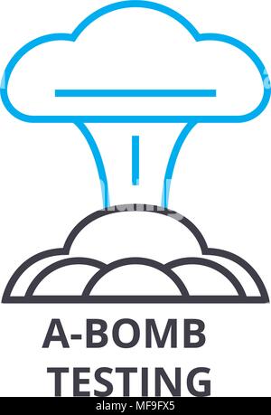 L'essai d'une bombe sur l'icône de la ligne mince, signe, symbole, illustation, concept linéaire, Vector Illustration de Vecteur