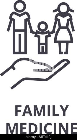 La médecine familiale l'icône de la ligne mince, signe, symbole, illustation, concept linéaire, Vector Illustration de Vecteur