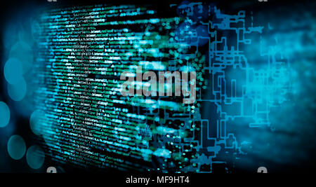 Code de programmation avec abstract background technique en bleu Banque D'Images