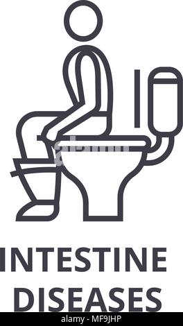Les maladies de l'intestin l'icône de la ligne mince, signe, symbole, illustation, concept linéaire, Vector Illustration de Vecteur