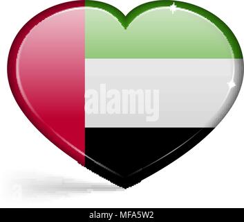 Drapeaux des Émirats arabes unis en forme de coeur avec des points culminants sur les bords. Vector illustration Illustration de Vecteur