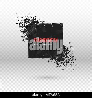 Briser et la destruction dark square effet. Abstract nuage de morceaux et fragments après l'explosion. Vector illustration isolé sur zone transparente Illustration de Vecteur