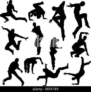 Street Dance Dancer Silhouettes Illustration de Vecteur