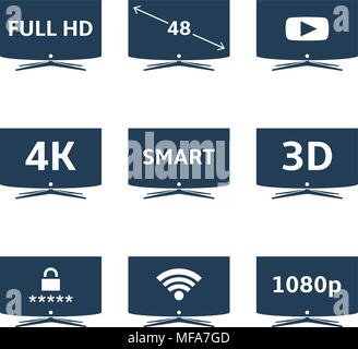 Smart TV moderne icônes vector set Illustration de Vecteur