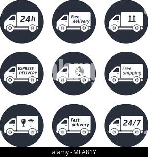 Les camions de livraison icons set. Vector illustration Illustration de Vecteur