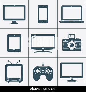 Les appareils numériques modernes et de gadgets électroniques d'icônes. Vector illustration. Illustration de Vecteur