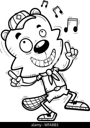 Illustration d'une caricature d'un scout castor mâle de la danse. Illustration de Vecteur