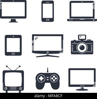 Les appareils numériques modernes et de gadgets électroniques d'icônes. Vector illustration. Illustration de Vecteur