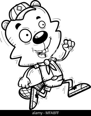 Illustration d'une caricature d'un scout castor mâle d'exécution. Illustration de Vecteur