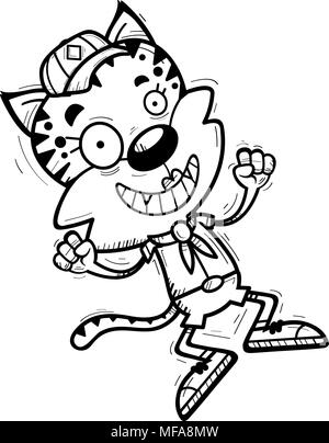 Illustration d'une caricature d'un Bobcat femelle. Saut du scoutisme Illustration de Vecteur