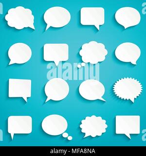 Résumé Les bulles blanc situé sur fond bleu, style art papier, vector illustration Illustration de Vecteur