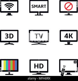 Divers télévision moderne et moniteur informatique icons set. Vector illustration. Illustration de Vecteur