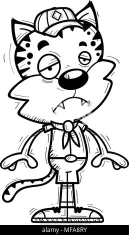 Illustration d'une caricature d'un homme à la recherche du scoutisme bobcat triste. Illustration de Vecteur