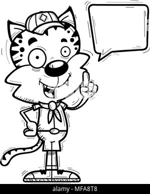 Illustration d'une caricature d'un homme parle du scoutisme Bobcat. Illustration de Vecteur