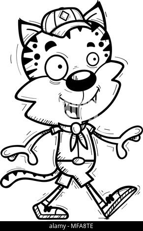 Illustration d'une caricature d'un homme marchant. scout Bobcat Illustration de Vecteur
