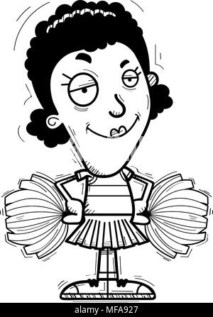 Illustration d'une caricature d'une femme noire à la cheerleader confiant. Illustration de Vecteur