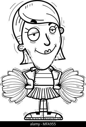 Illustration d'une caricature d'une femme à la cheerleader confiant. Illustration de Vecteur