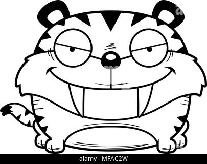Un cartoon illustration d'un tigre à dents de sabre avec une expression. Illustration de Vecteur