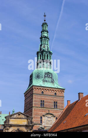 Haut de le château de Frederiksborg, au Danemark Banque D'Images