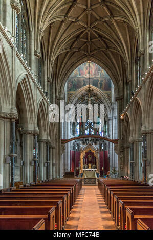 Cambridge, Royaume-Uni - 23 Avril 2016 : Notre Dame et la chapelle des Martyrs Anglais intérieur de l'église. C'est une grande église néo-gothique construite en 1885 Banque D'Images