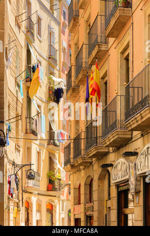 Rue étroite Barri Gotic Barcelone Catalogne Espagne Banque D'Images