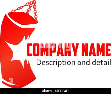 Sac de frappe rouge avec légende, logo Vector isolé sur fond blanc Illustration de Vecteur