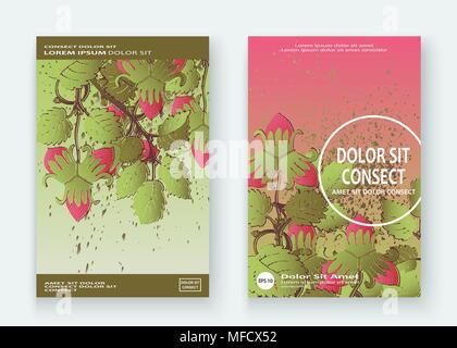 Les modèles de conception de modèle de fraise produit. Fruits rouges à la main. Trendy fleur mignon fond sombre verdure bush. Illustration graphique, en mariage Illustration de Vecteur