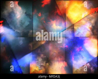 Les nuages colorés avec chevauchement des couches rectangulaires Banque D'Images