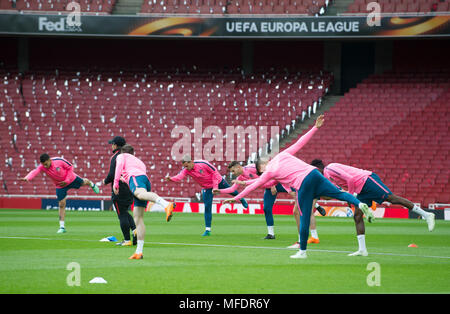 Londres, Royaume-Uni. 25 avril, 2018. 25/04/2018 L'Emirates Stadium (Londres) de formation de l'Atlético de Madrid pour la demi-finale de la Ligue Europa match contre Arsenal. Photo : Gustavo Valiente Herrero Crédit : CORDON PRESS/Alamy Live News Banque D'Images