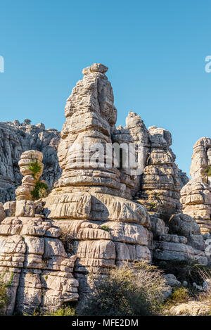 Formations rocheuses de calcaire, El Torcal, réserve naturelle de Torcal de Antequera, Province de Malaga, Andalousie, Espagne Banque D'Images