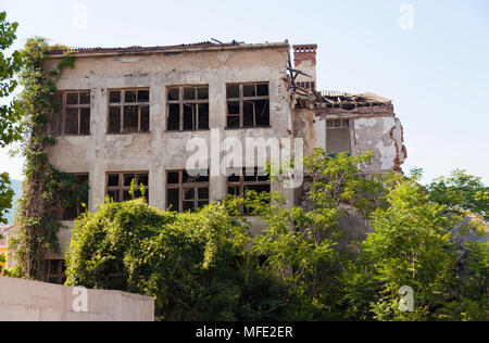 Un bâtiment bombardé à partir de la guerre de Bosnie à Mostar, Bosnie-Herzégovine Banque D'Images