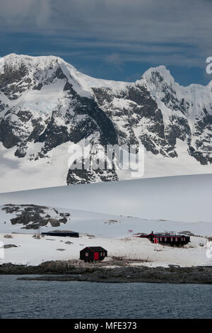 La base historique de l'Île Goudier, Port Lockroy, l'Antarctique, l'Antarctique Penincula. Banque D'Images