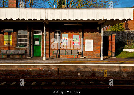 Reedham Railway Station (Norfolk) sur le Wherry Lignes entre Cantley et éditions des armes sur la branche à partir de Great Yarmouth Norwich Banque D'Images