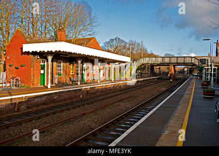 Reedham Railway Station (Norfolk) sur le Wherry Lignes entre Cantley et éditions des armes sur la branche à partir de Great Yarmouth Norwich Banque D'Images