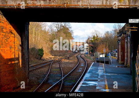 Reedham Railway Station (Norfolk) sur le Wherry Lignes entre Cantley et éditions des armes sur la branche à partir de Great Yarmouth Norwich Banque D'Images