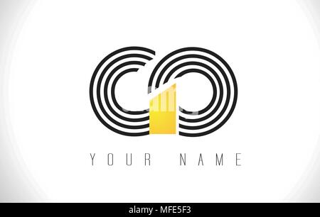 Rendez-vous des lignes noires Lettre Logo. Ligne Creative Design lettres modèle vectoriel. Illustration de Vecteur