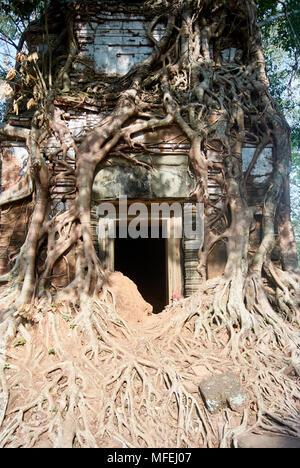 Sanctuaire Prasat Pram plus au sud sur le côté ouest il a cinq tours ou prasats (pram  = 5). Trois tours de brique dans une rangée sur la même plate-forme. Banque D'Images