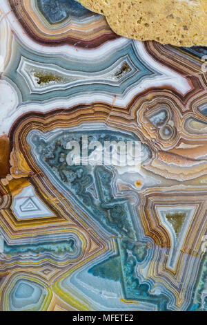 La section 'crazy lace agate', du Mexique. Banque D'Images